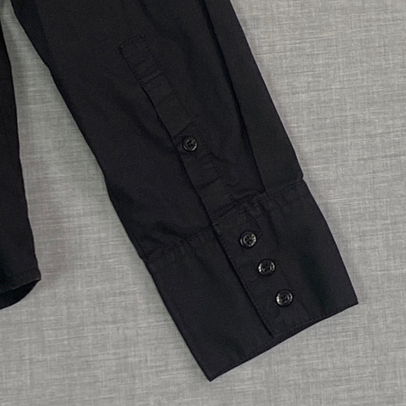 Tommy Hilfiger Top Womens Large Black Button Up Dress Shirt Ruffled Yoke - Picture 6 of 10